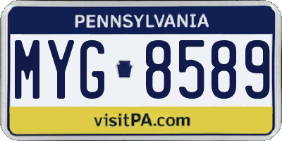 PA license plate MYG8589