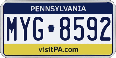 PA license plate MYG8592