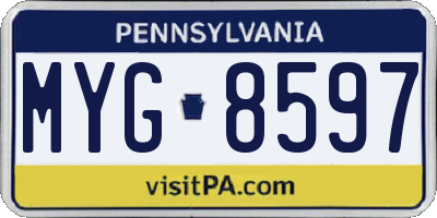 PA license plate MYG8597