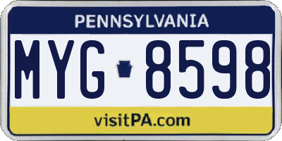 PA license plate MYG8598