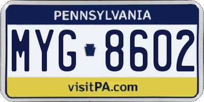 PA license plate MYG8602