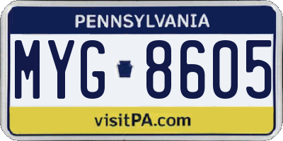 PA license plate MYG8605