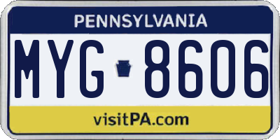 PA license plate MYG8606