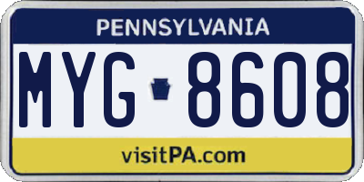 PA license plate MYG8608