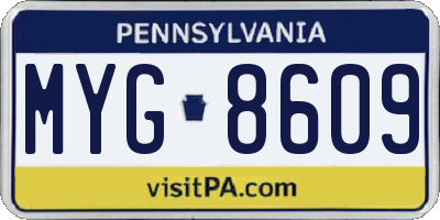 PA license plate MYG8609