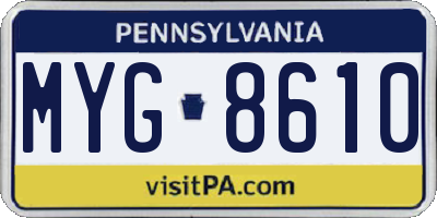 PA license plate MYG8610