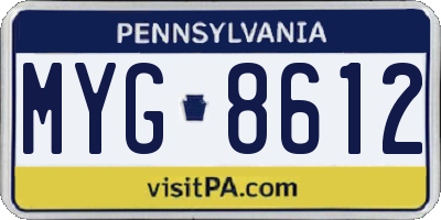 PA license plate MYG8612