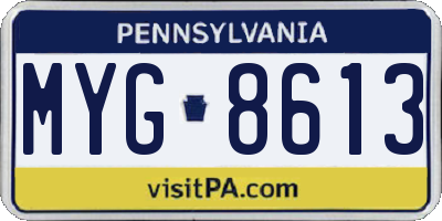 PA license plate MYG8613