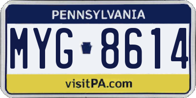 PA license plate MYG8614