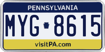 PA license plate MYG8615