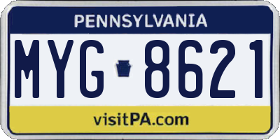PA license plate MYG8621