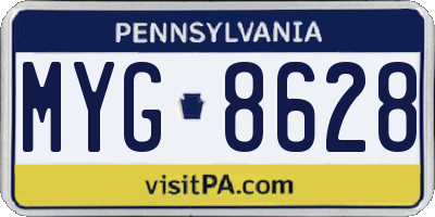 PA license plate MYG8628
