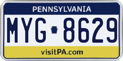 PA license plate MYG8629