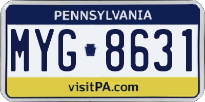 PA license plate MYG8631
