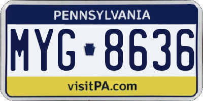 PA license plate MYG8636