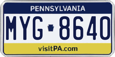 PA license plate MYG8640