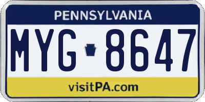 PA license plate MYG8647