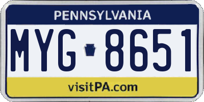 PA license plate MYG8651