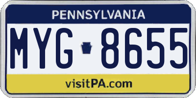 PA license plate MYG8655