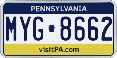 PA license plate MYG8662