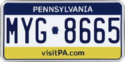 PA license plate MYG8665