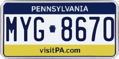 PA license plate MYG8670