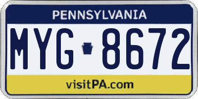 PA license plate MYG8672