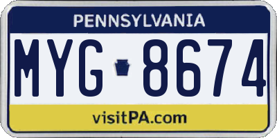 PA license plate MYG8674