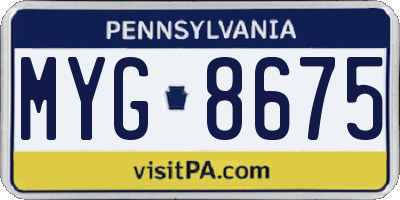 PA license plate MYG8675