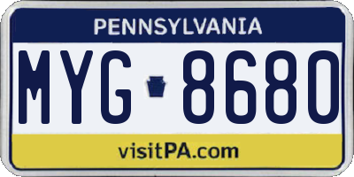 PA license plate MYG8680