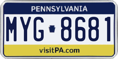PA license plate MYG8681