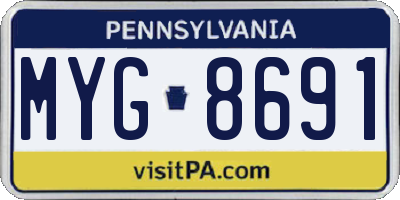 PA license plate MYG8691
