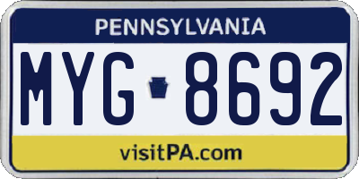 PA license plate MYG8692