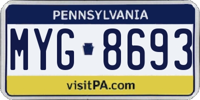 PA license plate MYG8693