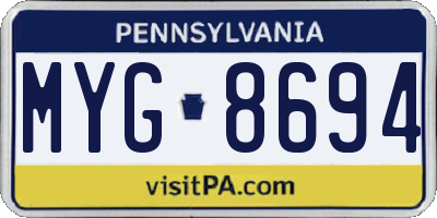PA license plate MYG8694