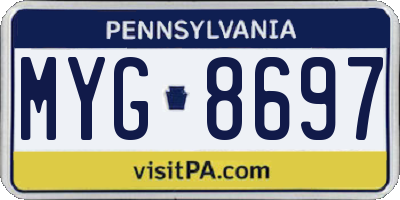 PA license plate MYG8697