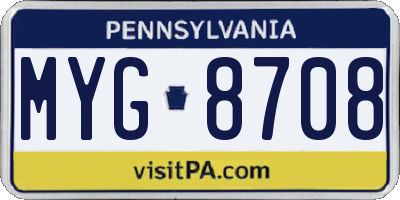 PA license plate MYG8708