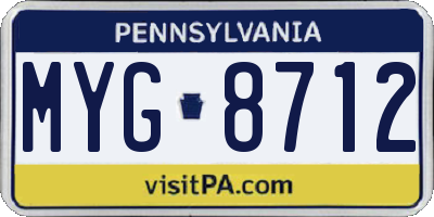 PA license plate MYG8712