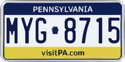 PA license plate MYG8715