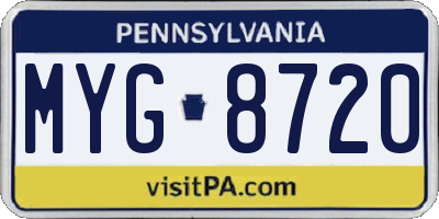 PA license plate MYG8720