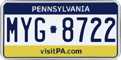 PA license plate MYG8722