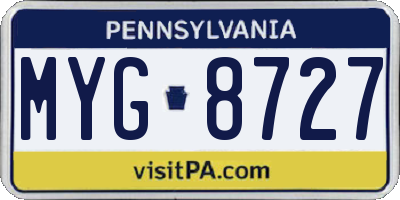 PA license plate MYG8727