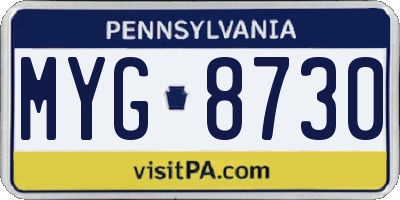 PA license plate MYG8730