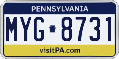 PA license plate MYG8731