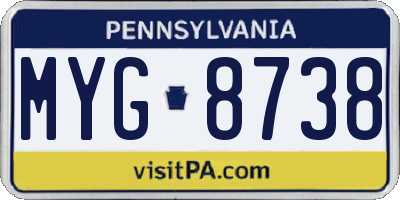 PA license plate MYG8738
