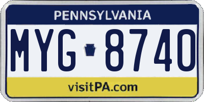 PA license plate MYG8740
