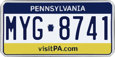 PA license plate MYG8741