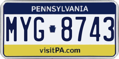 PA license plate MYG8743