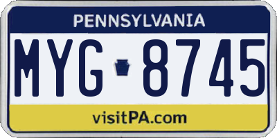PA license plate MYG8745