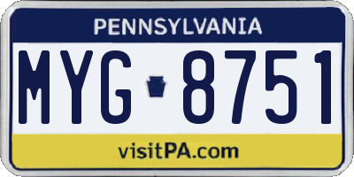 PA license plate MYG8751